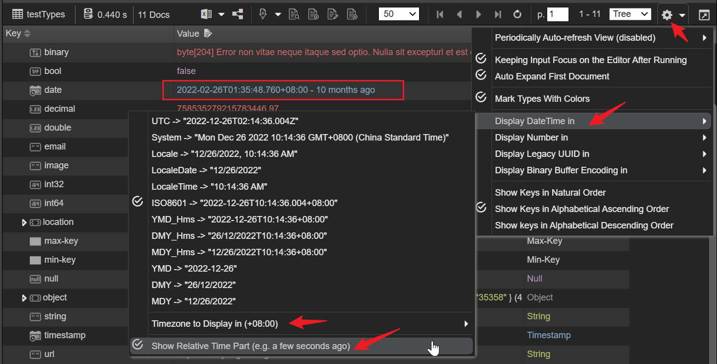 Display Datetime in ...