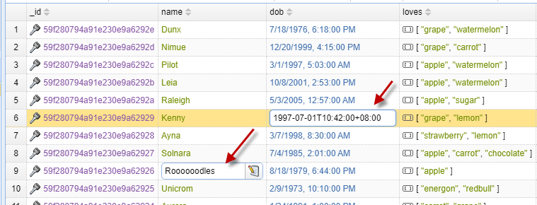 Edit-in-place table view