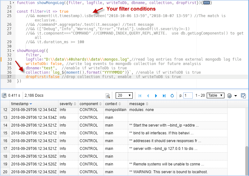 MongoDB log parser