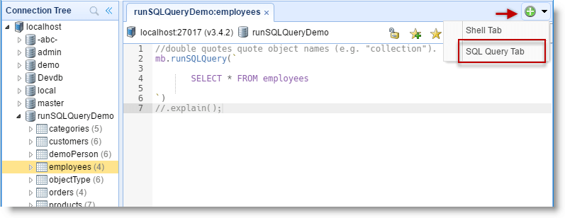 SQL Query Tab