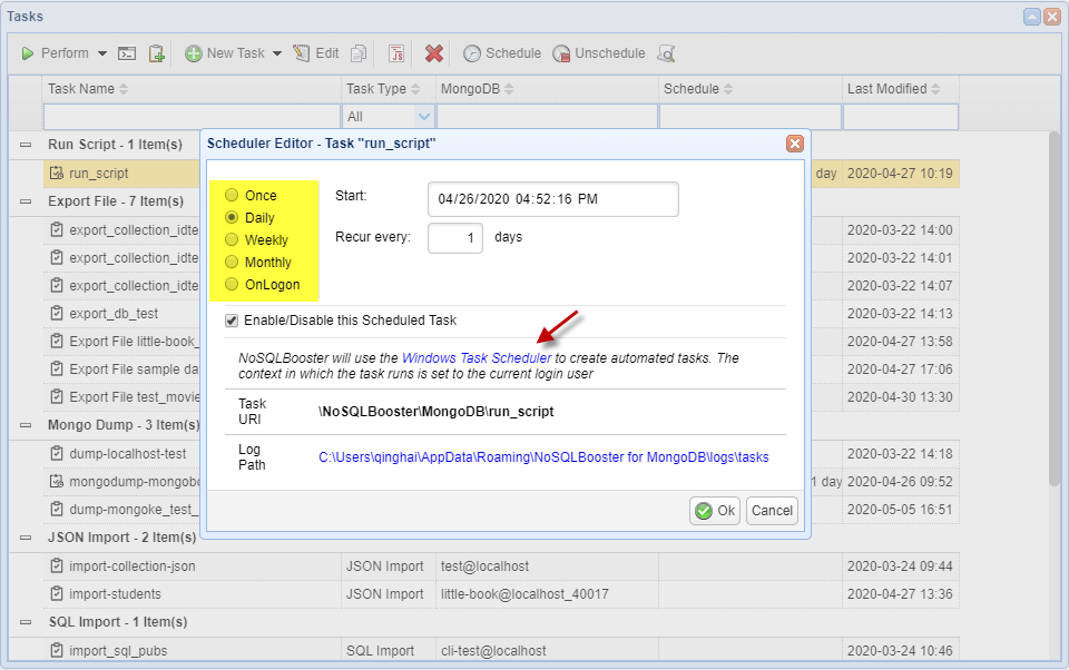 Tasks - scheduler