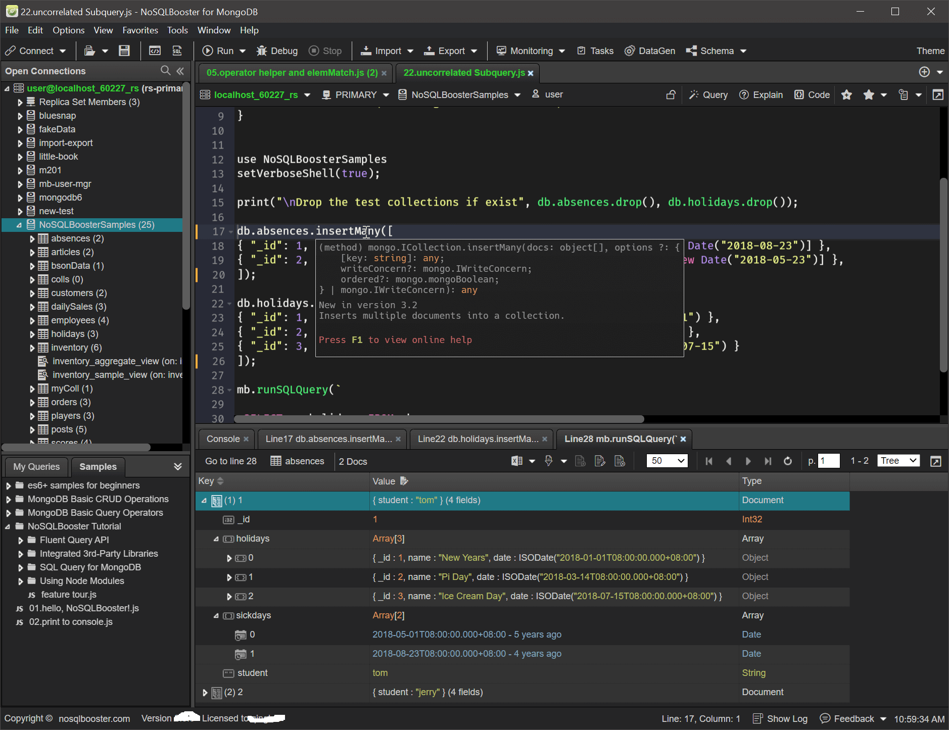 Main interface in dark